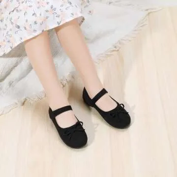 PANDANINJIA Toddler Girl Dress Shoes Mary Jane Ballet Flats Toddler Little Kid Wedding Party Flower ...