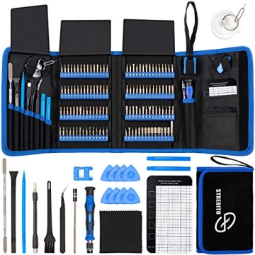 STREBITO Electronics Precision Screwdriver Sets 142-Piece with 120 Bits Magnetic Repair Tool Kit for...