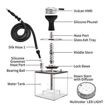 Hookah Set with Multicolor LED Light Perfect for Gatherings