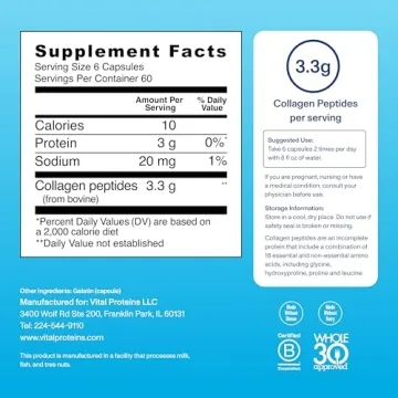 Vital Proteins Collagen Pills Supplement (Type I, III), 360 Collagen Capsules, 3300mg Serving Help Support Healthy Hair, Collagen Supplement