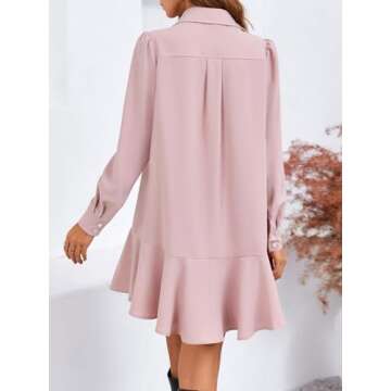 Fisoew Women’s Casual Button Down Shirt Dress - Stylish & Comfortable