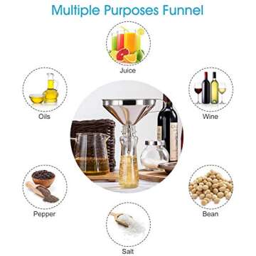 Toncoo 5-Inch Stainless Steel Funnel with Food Strainer