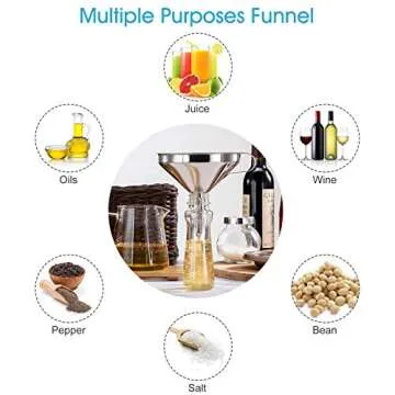 Toncoo 5-Inch Stainless Steel Funnel with Food Strainer