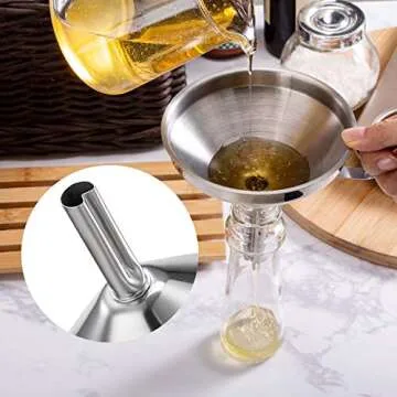 Toncoo 5-Inch Stainless Steel Funnel with Food Strainer