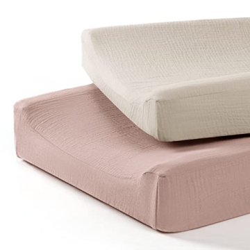 Lulumoon Baby Changing Pad Cover - Soft Muslin Diaper Covers for Infants