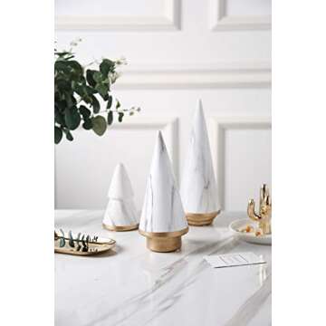 realideas Set of 3 Simplistic Ceramic Christmas Tree Tabletop Counter Centerpiece Mantel Shelf Home ...