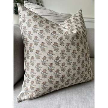Generic Canyon Theory Hand Block Print Pure Linen 20x20 Inch Throw Pillow Cover: Handmade Vintage Cu...