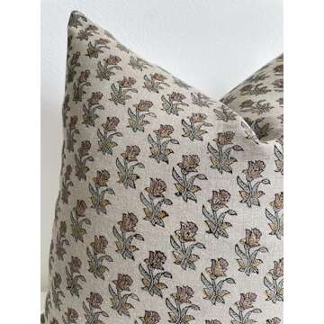 Generic Canyon Theory Hand Block Print Pure Linen 20x20 Inch Throw Pillow Cover: Handmade Vintage Cushion Cover (Collins)