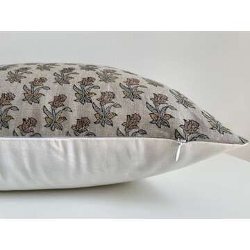 Generic Canyon Theory Hand Block Print Pure Linen 20x20 Inch Throw Pillow Cover: Handmade Vintage Cushion Cover (Collins)