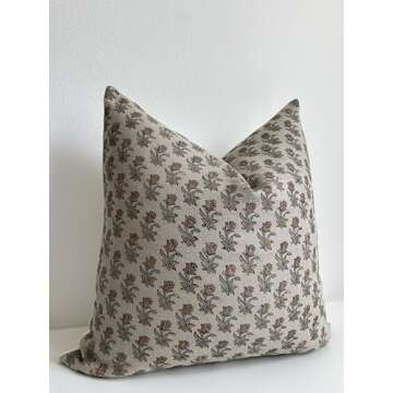 Generic Canyon Theory Hand Block Print Pure Linen 20x20 Inch Throw Pillow Cover: Handmade Vintage Cushion Cover (Collins)