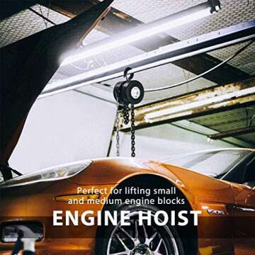 SPECSTAR Hand Chain Hoist 1 Ton 2200 Lbs Capacity 10 Feet with 2 Heavy Duty Hooks, Manual Chain Fall...