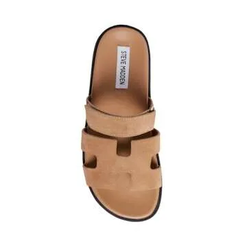 Steve Madden Women's Mayven Slide Sandal, Taupe Suede, 8
