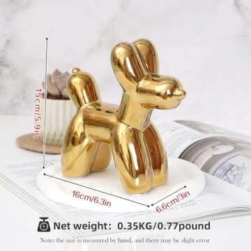 Notakia Large Cute Ceramics Balloon Dog Statue Crafts Living Room Desktop Decorations,Handmade Moder...
