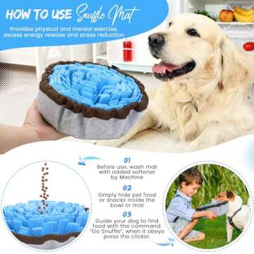 Friendly Barks 18” Snuffle Mat for Dogs with Pet Training Clicker and Suction Cup, Adjustable Snuf...