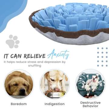 Friendly Barks 18” Snuffle Mat for Dogs with Pet Training Clicker and Suction Cup, Adjustable Snuffle Mat Dogs, Puzzle Playthings Dog Mental Stimulation Toys, Slow-Feeding Mat for Dogs