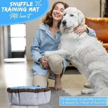 Friendly Barks 18” Snuffle Mat for Dogs with Pet Training Clicker and Suction Cup, Adjustable Snuffle Mat Dogs, Puzzle Playthings Dog Mental Stimulation Toys, Slow-Feeding Mat for Dogs
