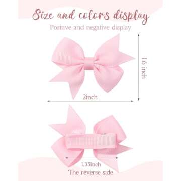doboi 40PCS 2'' Baby Hair Bows Clips Fully Lined Grosgrain Boutique Solid Ribbon Mini Bows for Girls...