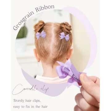 doboi 40PCS 2'' Baby Hair Bows Clips Fully Lined Grosgrain Boutique Solid Ribbon Mini Bows for Girls Teens Infants Kids Toddlers Newborn