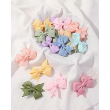 doboi 40PCS 2'' Baby Hair Bows Clips Fully Lined Grosgrain Boutique Solid Ribbon Mini Bows for Girls Teens Infants Kids Toddlers Newborn