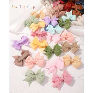 doboi 40PCS 2'' Baby Hair Bows Clips Fully Lined Grosgrain Boutique Solid Ribbon Mini Bows for Girls Teens Infants Kids Toddlers Newborn