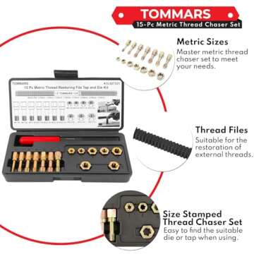 TOMMARS 15-Piece Metric Thread Chaser Tool Set