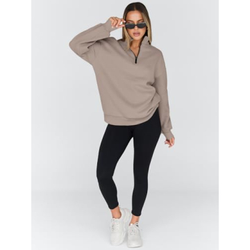 Trendy Queen Women’s Oversized Half Zip Sweatshirt