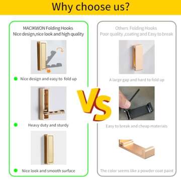 Foldable Gold Wall Hooks - Elegant & Durable Storage Solution
