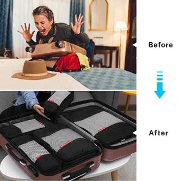 Gonex Packing Cubes for suitcase, 9 Set Lightweight Travel Luggage Packing Organizers with Laundry Bags Travel Essentials Travel Bags for Carry on Suitcases