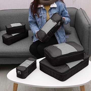 Gonex Packing Cubes for suitcase, 9 Set Lightweight Travel Luggage Packing Organizers with Laundry Bags Travel Essentials Travel Bags for Carry on Suitcases