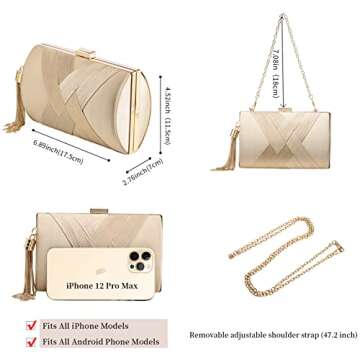 YAPAIOU Clutch Purses For Women Tassel Evening Clutch bag Cross Body & Shoulder Bag For Wedding Nigh...