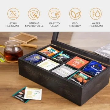 Alsonerbay Wooden Tea Box for Organized Kitchen Storage