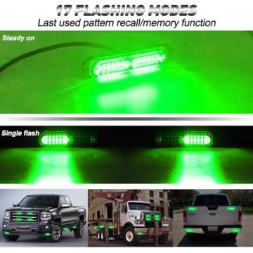 ASPL 8pcs Ultra Slim 12-LED Surface Mount Flashing Strobe Lights for Truck Car Vehicle LED Mini Grille Light Head Emergency Beacon Hazard Warning lights