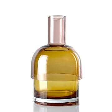 Cloudnola Reversible Large Glass Flower Vase and Bud Vase, Yellow and Pink, 9.5" Height x 5.6" Dia, ...