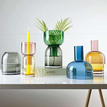 Cloudnola Reversible Large Glass Flower Vase and Bud Vase, Yellow and Pink, 9.5" Height x 5.6" Dia, Home, Wedding, and Event Decor