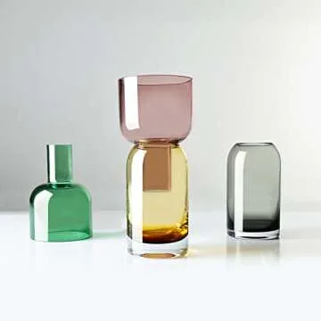 Cloudnola Reversible Large Glass Flower Vase and Bud Vase, Yellow and Pink, 9.5" Height x 5.6" Dia, Home, Wedding, and Event Decor