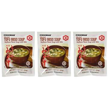Kikkoman Instant Tofu Miso Soup - Delicately Crafted Soybean Paste Soup with Tofu - 9 Packets in 3 C...