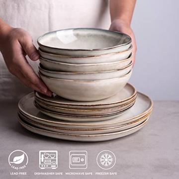 AmorArc Ceramic Cereal Bowls - Set of 6, 24 oz Stylish Dinnerware