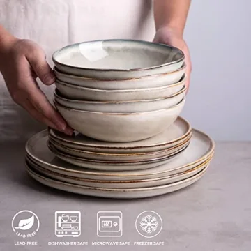 AmorArc Ceramic Cereal Bowls - Set of 6, 24 oz Stylish Dinnerware