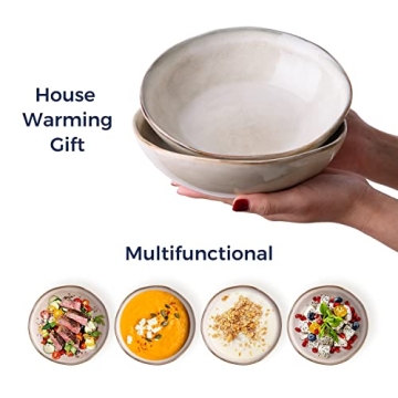 AmorArc Ceramic Cereal Bowls - Set of 6, 24 oz Stylish Dinnerware