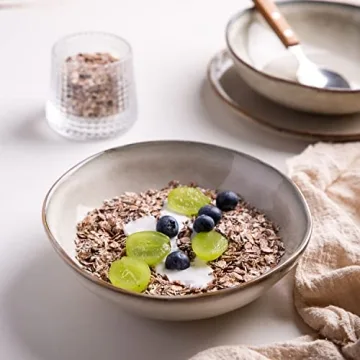 AmorArc Ceramic Cereal Bowls - Set of 6, 24 oz Stylish Dinnerware