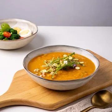 AmorArc Ceramic Cereal Bowls - Set of 6, 24 oz Stylish Dinnerware