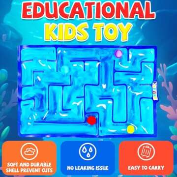 Sensory Maze Fidget, Sensory Toys Fidget Marble Maze Gel Filled Squishy Toys for Kids and Adults with Autism Stress Anxiety Relief Toys with Filled Goo for Calming Down Classroom New Year's Gift Blue