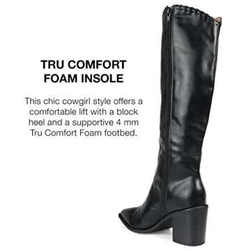 Journee Womens Daria Tru Comfort Foam Extra Wide Calf Stacked Heel Knee High Boots