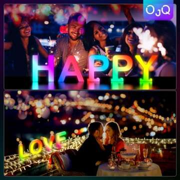 OJQ Light Up Letters LED Letter - Bedroom Lighted Letter Colorful Glitter Alphabet Music Sync Color ...