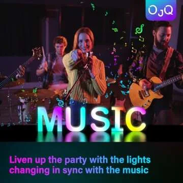 OJQ Light Up Letters LED Letter - Bedroom Lighted Letter Colorful Glitter Alphabet Music Sync Color Changing Letters for Boy Girl Gift Birthday Christmas Wedding Bar Wall Night Light (S)