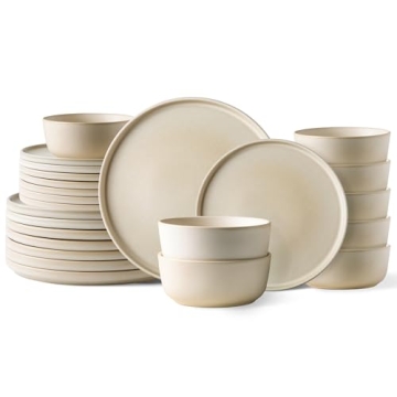 AmorArc Stoneware Dinnerware Sets for 8 - Reactive Ceramic Plates and Bowls Set