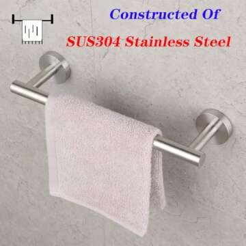 GERZ Contemporary 12-Inch Towel Bar Bath Hand Towel Holder Brushed Stainless Steel Wall Mounted Bathroom Organizer Brushed AG1101C30.5-LS