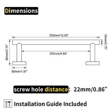 GERZ Contemporary 12-Inch Towel Bar Bath Hand Towel Holder Brushed Stainless Steel Wall Mounted Bathroom Organizer Brushed AG1101C30.5-LS