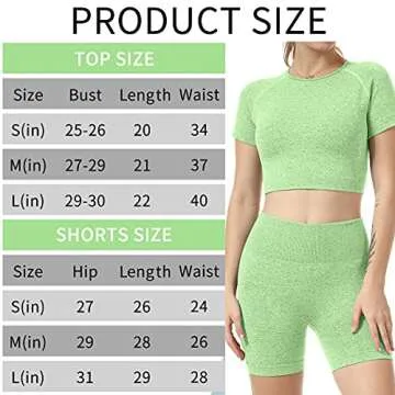 Women Seamless Yoga Workout Set 2 Piece High Waisted Outfits Sets Crop Tops Exercise Shorts Tracksuits Green