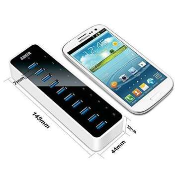 Anker USB A Hub, USB 3.0 Hub, 10 Ports USB Hub for Laptop & PC, for MacBook, Mac Pro/Mini, iMac, XPS, Surface Pro, Galaxy Series, Mobile HDD and More